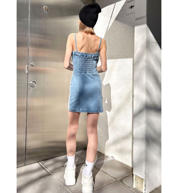 GYDA「GD SIDE 2ラインカットデニムベアワンピース【SETUP着用可】」|ワンピース|