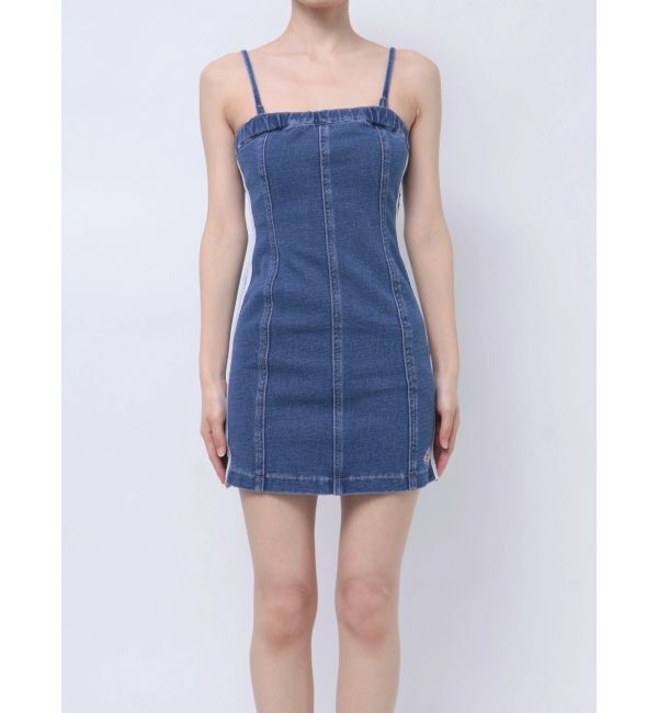 GYDA「GD SIDE 2ラインカットデニムベアワンピース【SETUP着用可】」|ワンピース|