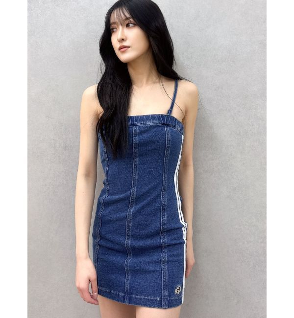 GYDA「GD SIDE 2ラインカットデニムベアワンピース【SETUP着用可】」|ワンピース|