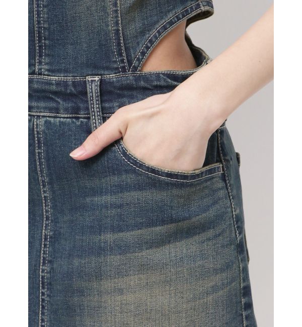 GYDA「GD MOLD SIDE OPENスカートライクデニムワンピース」|ワンピース|