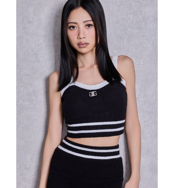 GYDA「Symmetry GYDAパイルニットビスチェ」|キャミソール|ブラック