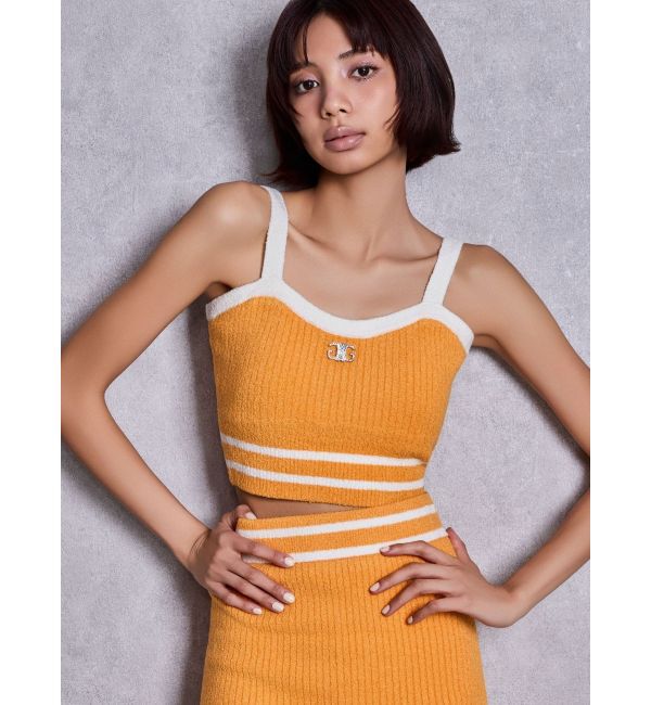 GYDA「Symmetry GYDAパイルニットビスチェ」|キャミソール|オレンジ