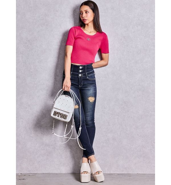 GYDA「symmetry GYDAプレートハーフスリーブニットTOPS」|ニット・セーター|