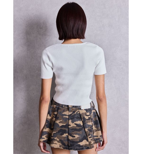 GYDA「symmetry GYDAプレートハーフスリーブニットTOPS」|ニット・セーター|