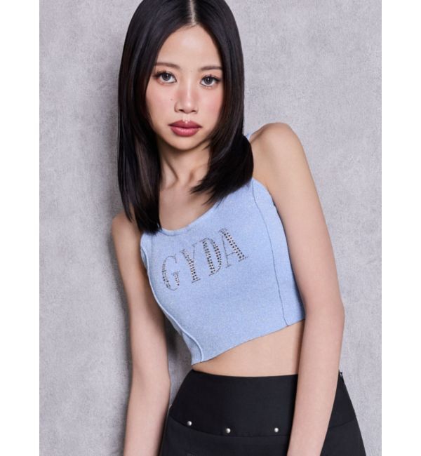 GYDA「GYDA bijouラメニットビスチェ」|キャミソール|アイスブルー