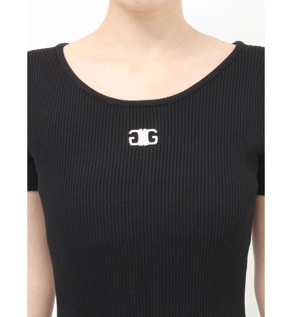 GYDA「Symmetry GYDA プレートハーフスリーブロングニットワンピース」|ワンピース|