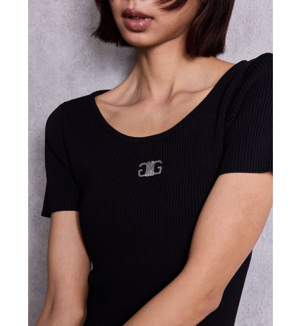 GYDA「Symmetry GYDA プレートハーフスリーブロングニットワンピース」|ワンピース|