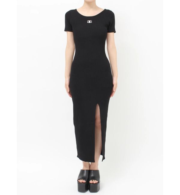 GYDA「Symmetry GYDA プレートハーフスリーブロングニットワンピース」|ワンピース|