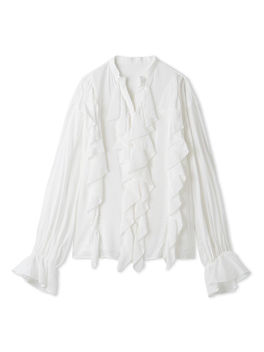 Mila Owen「フレアスリーブスキッパーラッフルブラウス」|シャツ・ブラウス|WHT