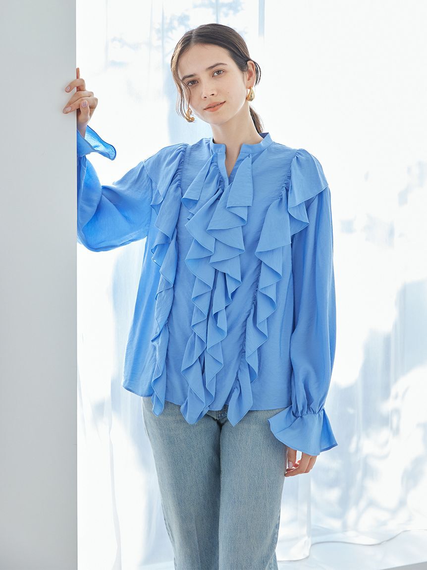 Mila Owen「フレアスリーブスキッパーラッフルブラウス」|シャツ・ブラウス|