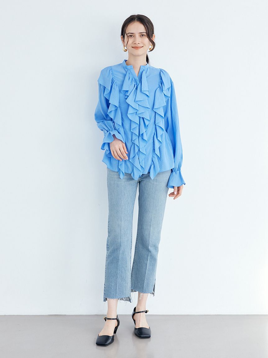 Mila Owen「フレアスリーブスキッパーラッフルブラウス」|シャツ・ブラウス|