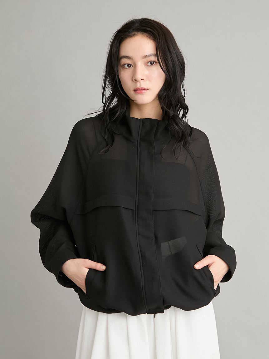 Mila Owen「裾ドロストメッシュジップブルゾン」|ブルゾン・スタジャン|