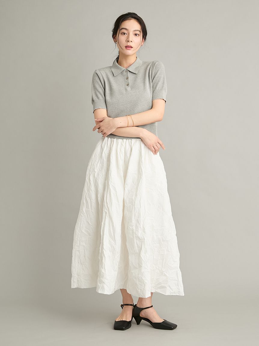 Mila Owen「【ウォッシャブル】ポロニット&times;ワッシャーバルーンSK SETUP」|ワンピース|