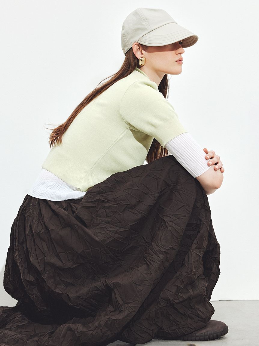 Mila Owen「【ウォッシャブル】ポロニット&times;ワッシャーバルーンSK SETUP」|ワンピース|