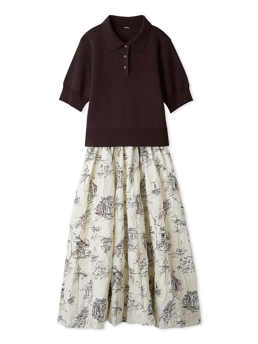 Mila Owen「【ウォッシャブル】ポロニット&times;ワッシャーバルーンSK SETUP」|ワンピース|BRW