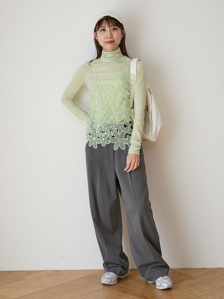 emmi atelier「【セットアップ対応】ワイドレッグタックパンツ」|チノ|GRY