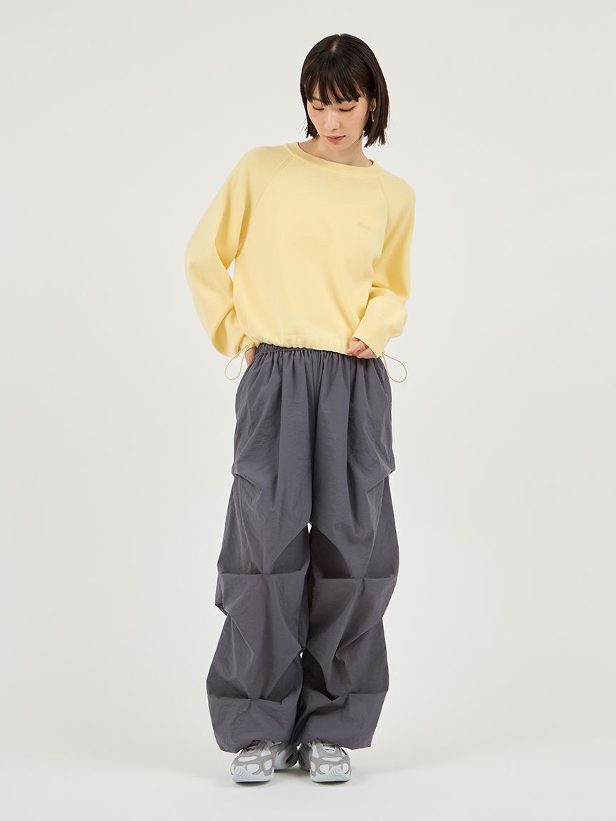 emmi atelier「ランダムタックナイロンワークパンツ」|チノ|GRY