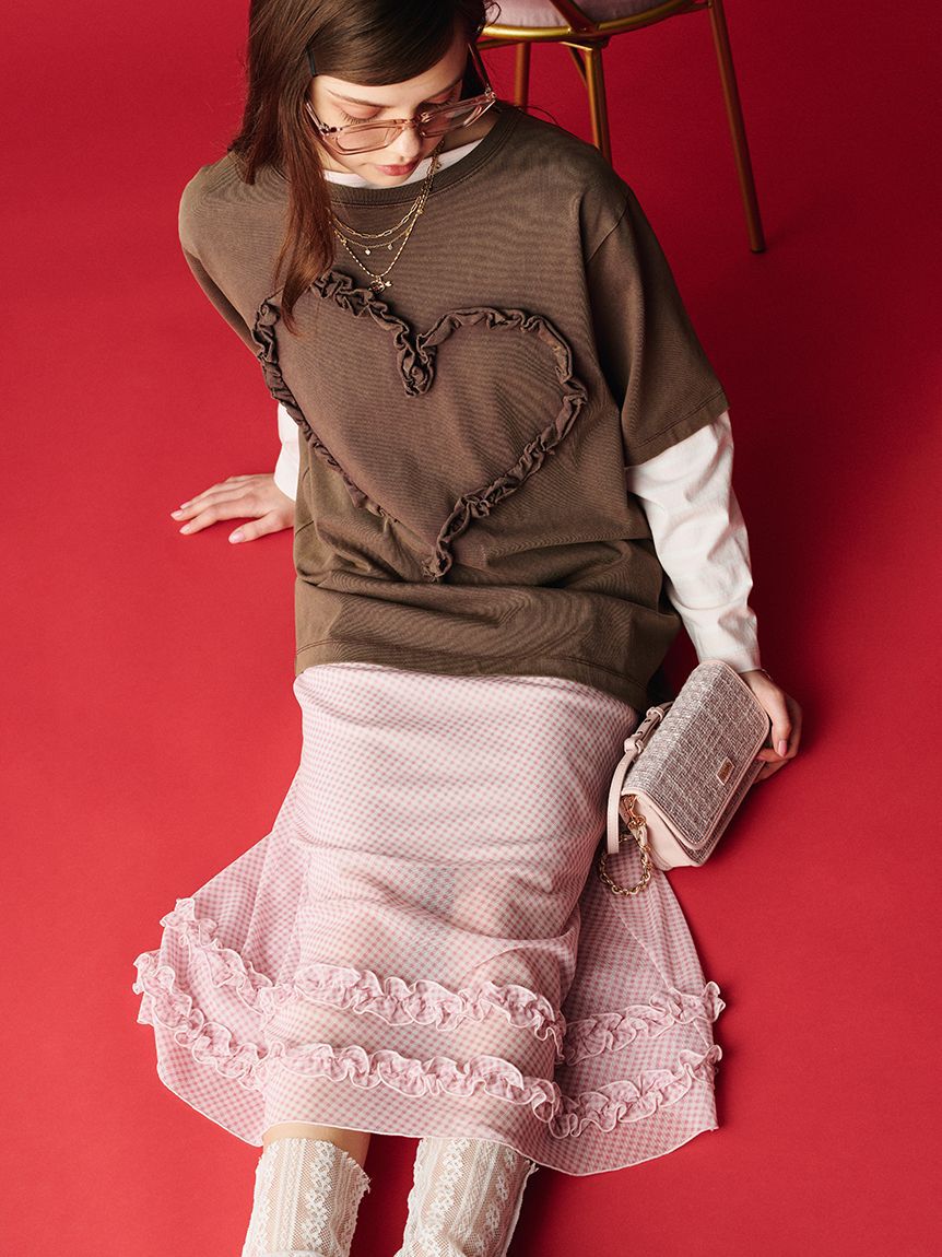 FURFUR「フリルハートモチーフTシャツ」|Tシャツ・カットソー|