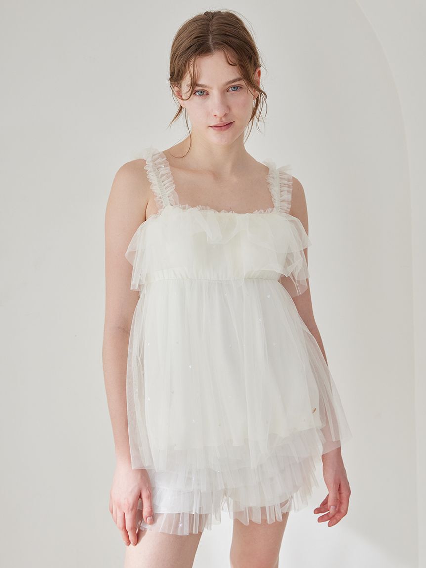 gelato pique「ハート柄チュールカップインキャミソール」|ルームウェア|