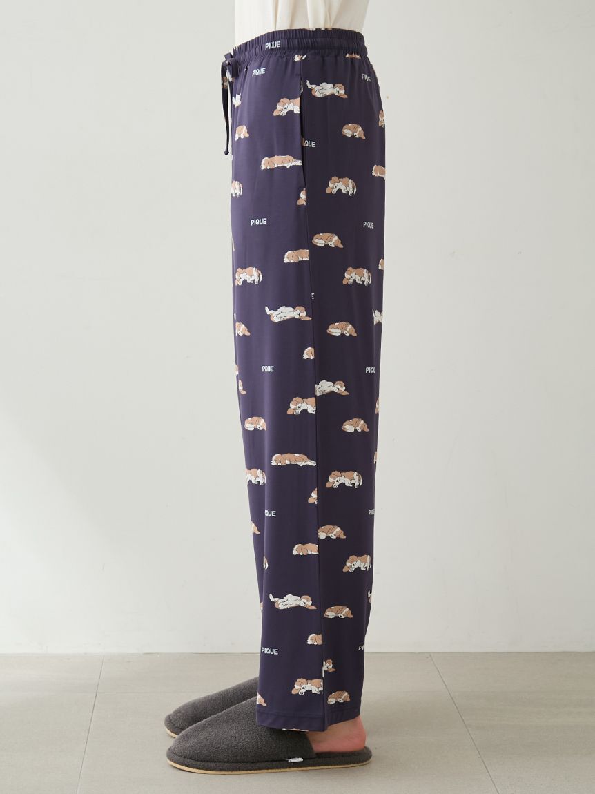 GELATO PIQUE HOMME「【HOMME】レーヨンスリーピングドッグ柄ロングパンツ」|ルームウェア|