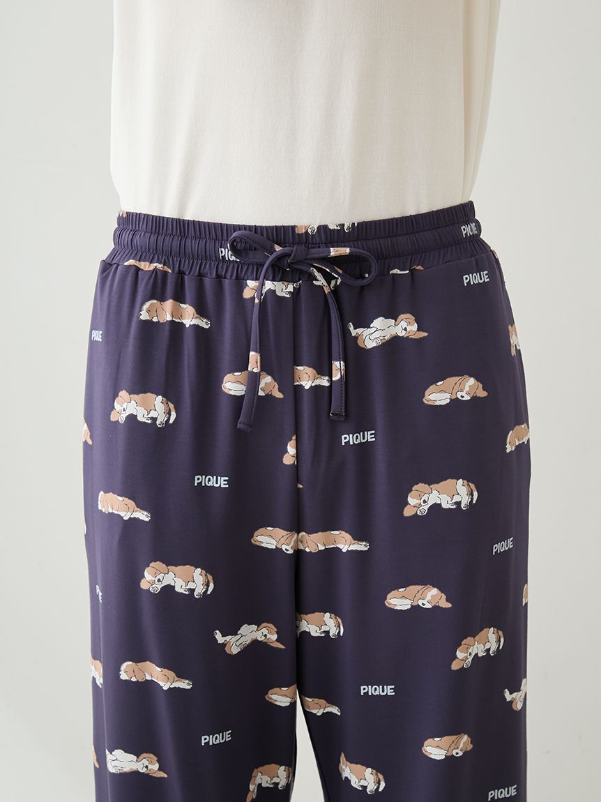 GELATO PIQUE HOMME「【HOMME】レーヨンスリーピングドッグ柄ロングパンツ」|ルームウェア|