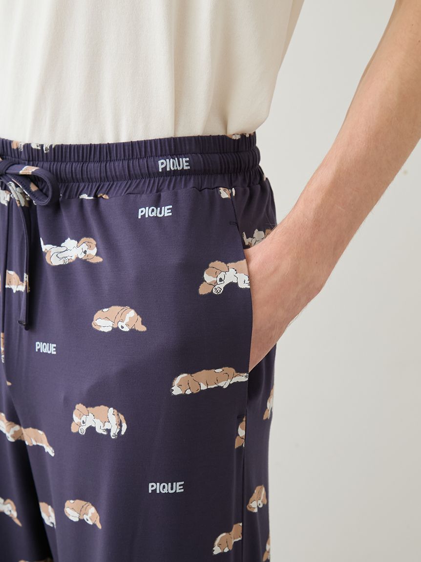 GELATO PIQUE HOMME「【HOMME】レーヨンスリーピングドッグ柄ロングパンツ」|ルームウェア|