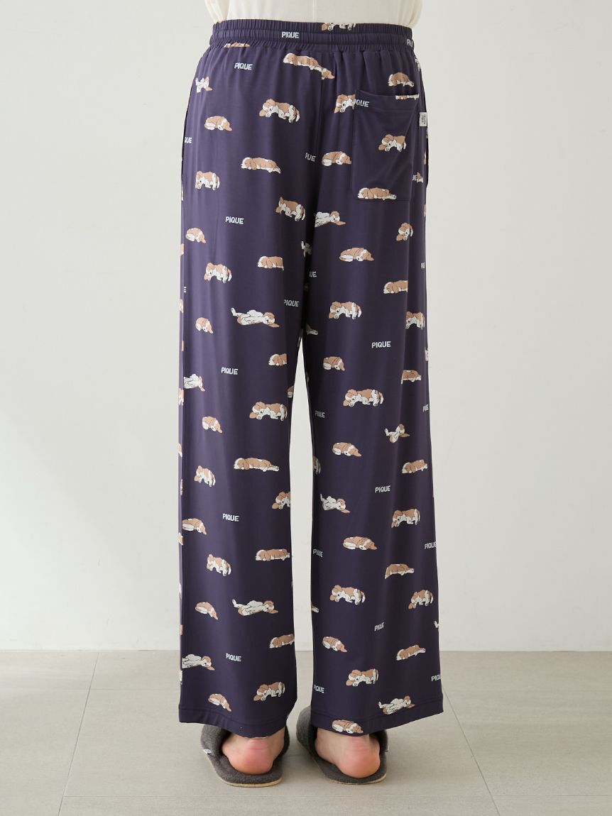 GELATO PIQUE HOMME「【HOMME】レーヨンスリーピングドッグ柄ロングパンツ」|ルームウェア|