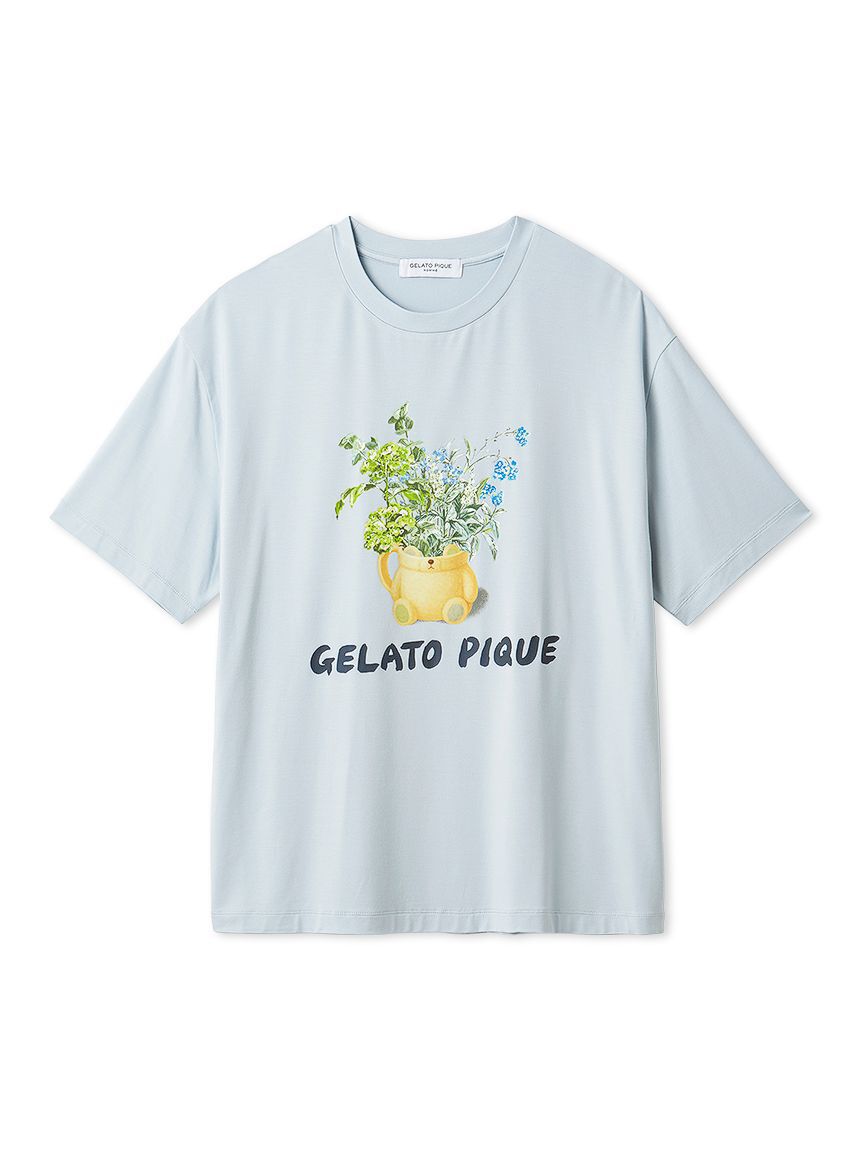 GELATO PIQUE HOMME「【HOMME】フラワーワンポイントプリントTシャツ」|ルームウェア|BLU