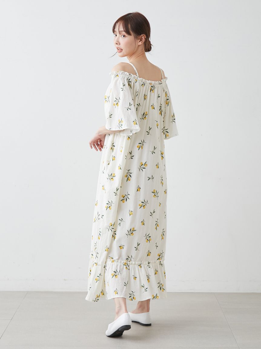 gelato pique「フルーツ小花柄カップイン２wayワンピース」|ルームウェア|