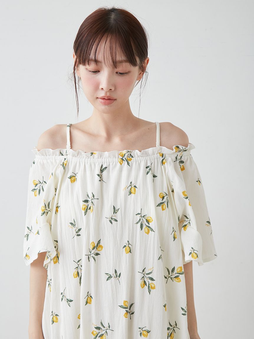 gelato pique「フルーツ小花柄カップイン２wayワンピース」|ルームウェア|