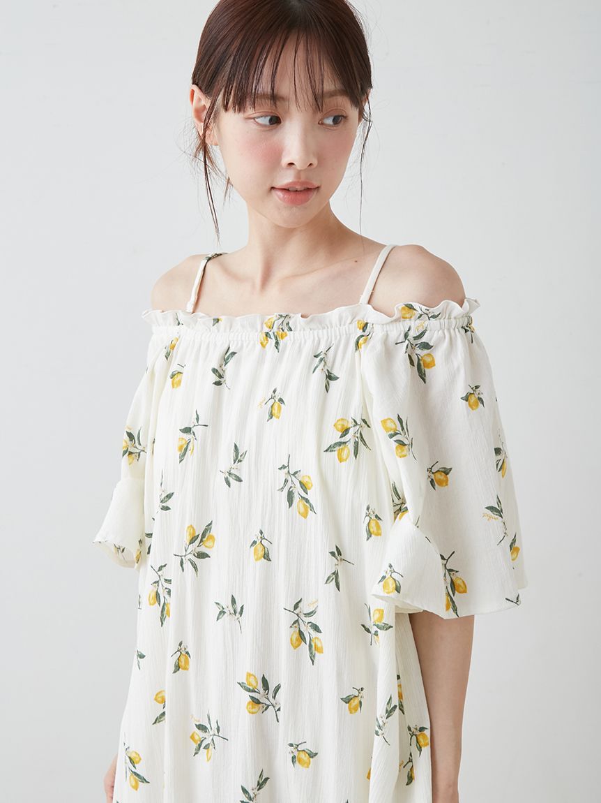 gelato pique「フルーツ小花柄カップイン２wayワンピース」|ルームウェア|