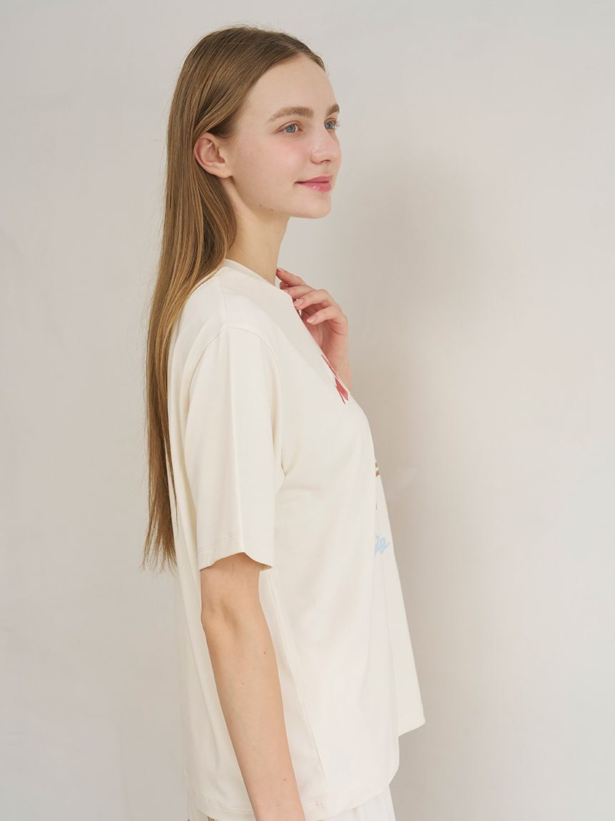 gelato pique「【ONLINE限定】【接触冷感】サマーベア柄ワンポイントTシャツ&ロングパンツセット」|ルームウェア|