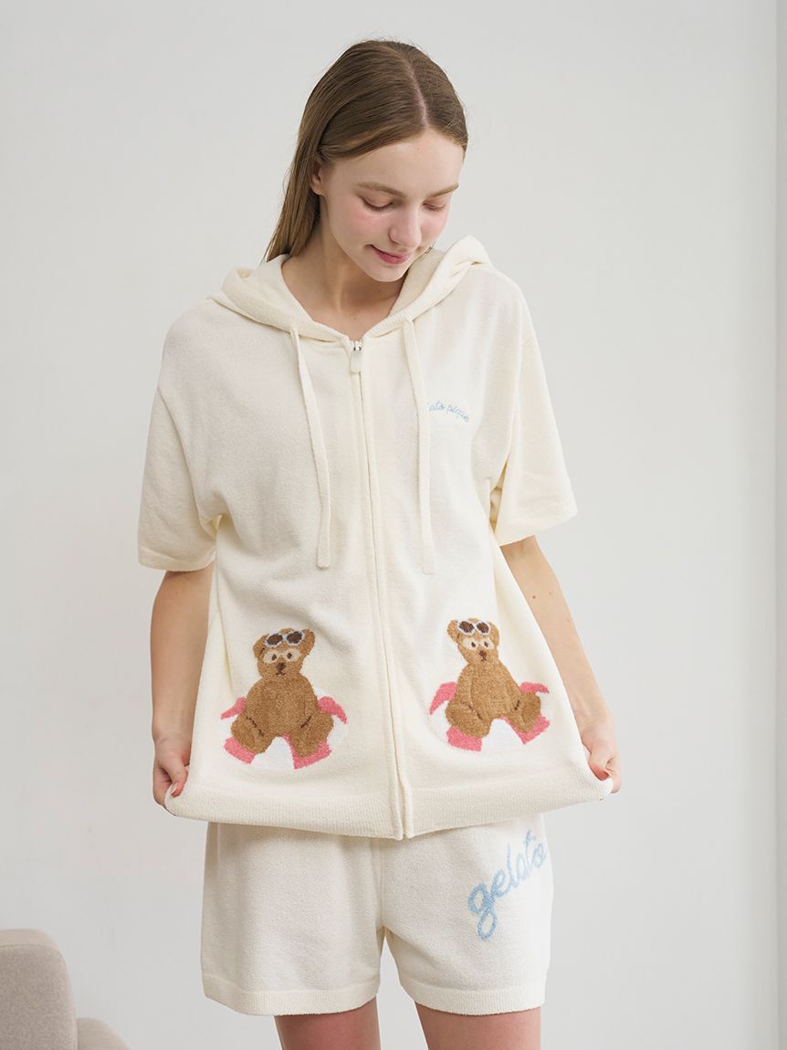 gelato pique「サマーベアジャガード半袖パーカ」|ルームウェア|