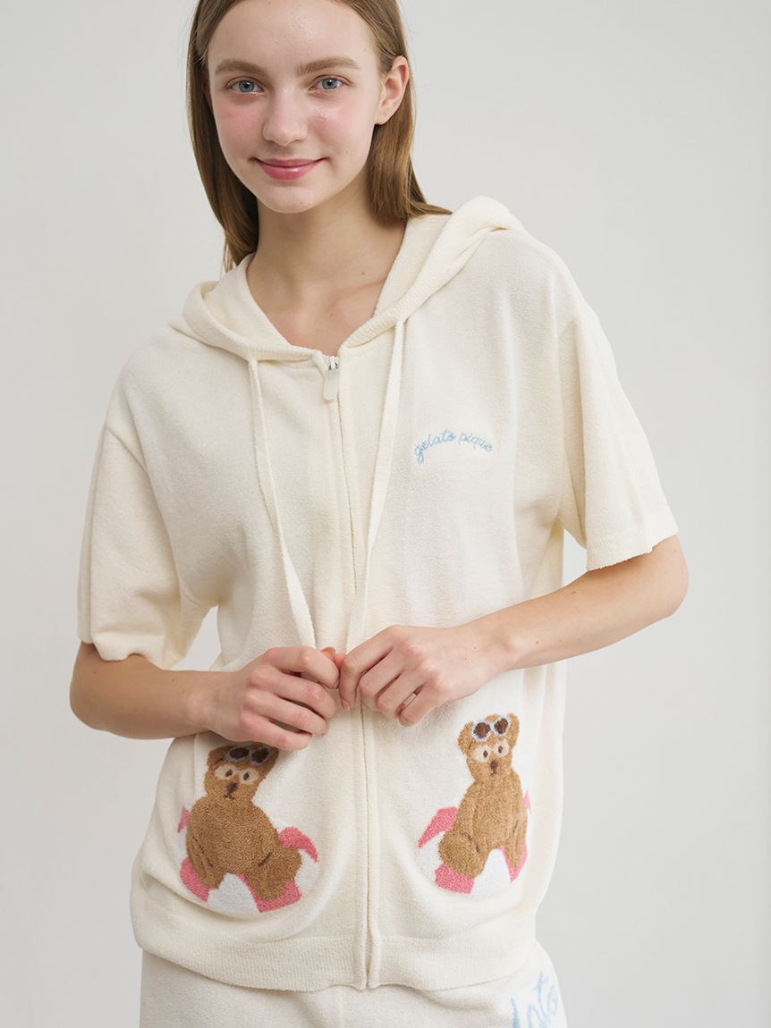 gelato pique「サマーベアジャガード半袖パーカ」|ルームウェア|