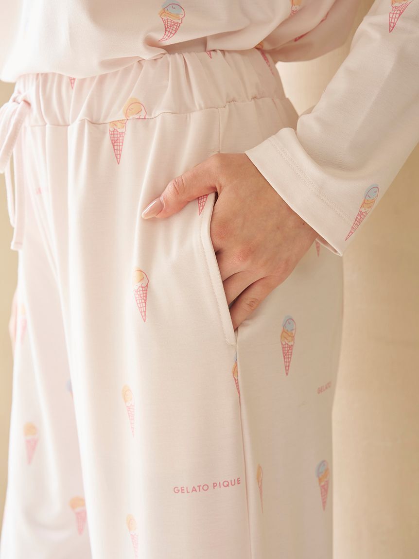 gelato pique「【ラッピング済み】【IFMC.】ワンポイントTシャツ&ロングパンツSET」|ルームウェア|