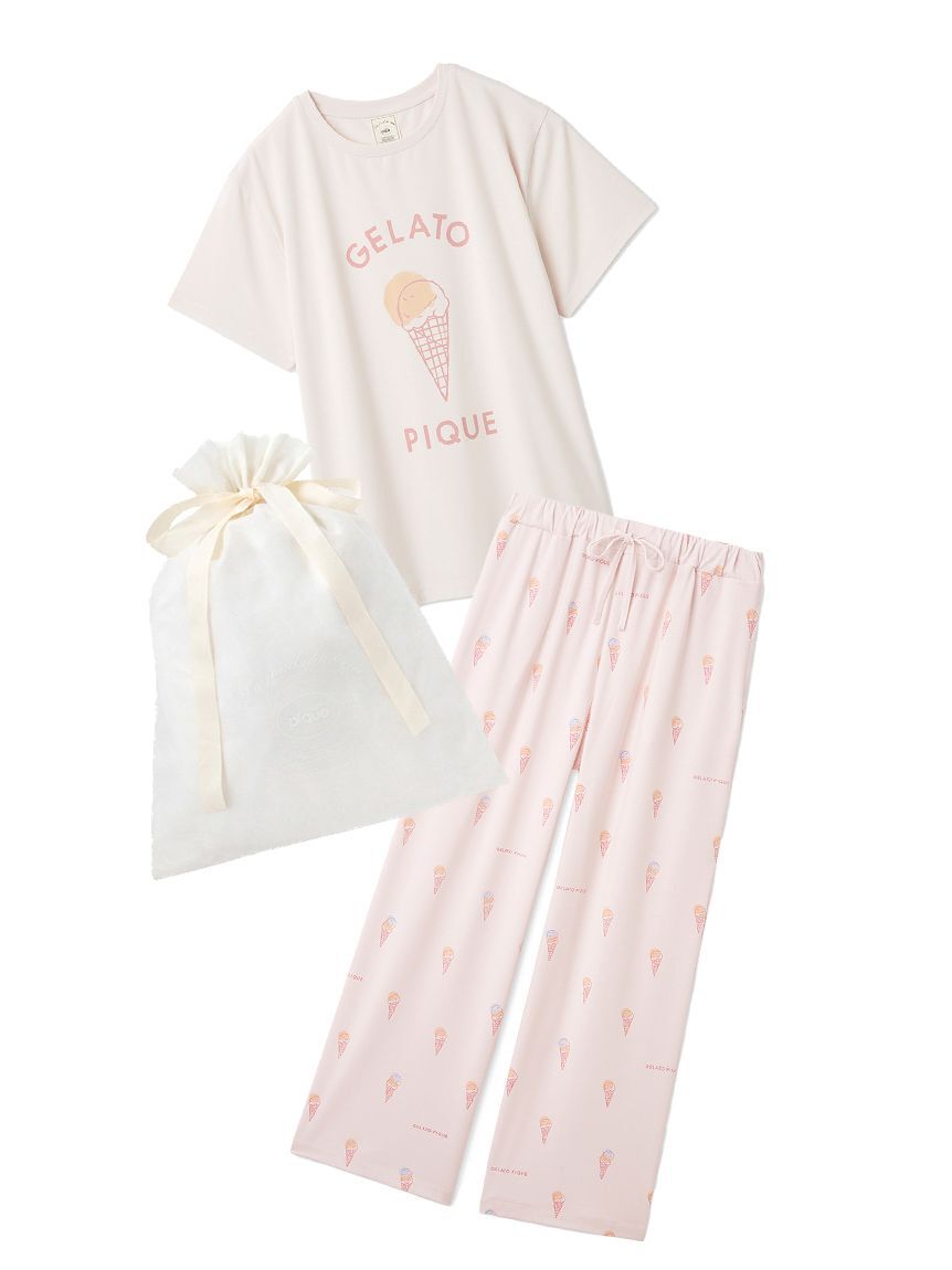 gelato pique「【ラッピング済み】【IFMC.】ワンポイントTシャツ&ロングパンツSET」|ルームウェア|PNK