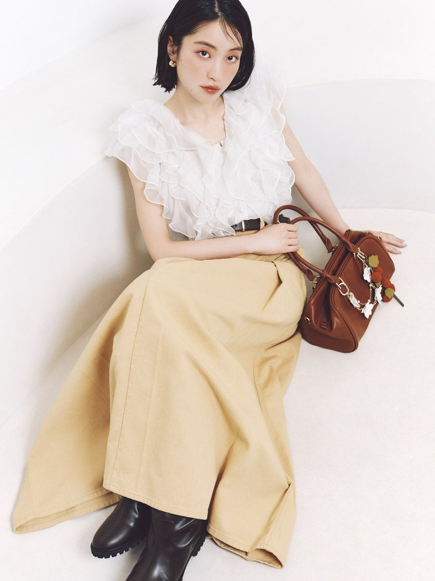 SNIDEL「【WEB限定カラーあり】ノースリフリルブラウス」|シャツ・ブラウス|