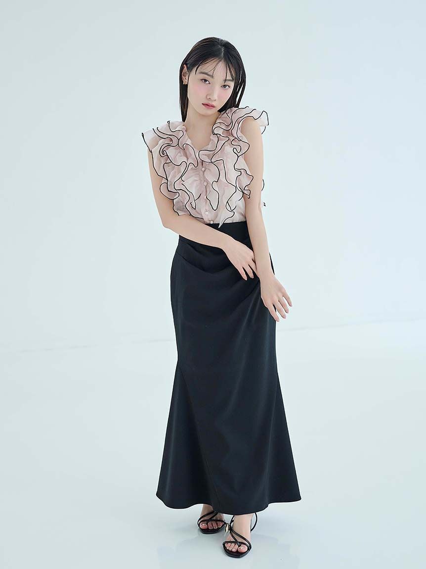 SNIDEL「【WEB限定カラーあり】ノースリフリルブラウス」|シャツ・ブラウス|