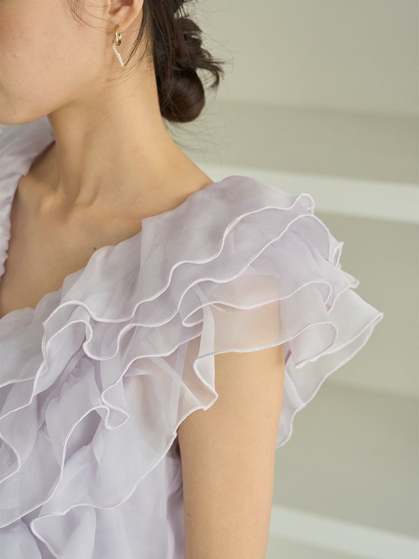 SNIDEL「【WEB限定カラーあり】ノースリフリルブラウス」|シャツ・ブラウス|
