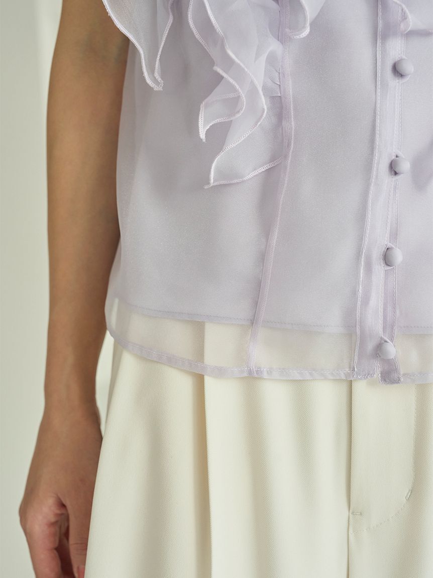 SNIDEL「【WEB限定カラーあり】ノースリフリルブラウス」|シャツ・ブラウス|