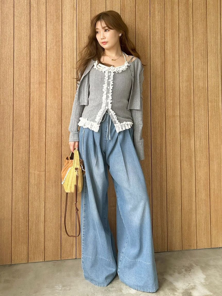 SNIDEL「バリエウエストレイヤードパンツ」|チノ|BLU