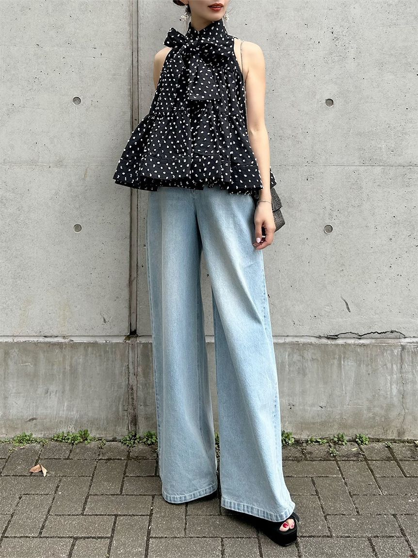 SNIDEL「【Kuroki denim】ハイライズワイドデニム」|デニム|