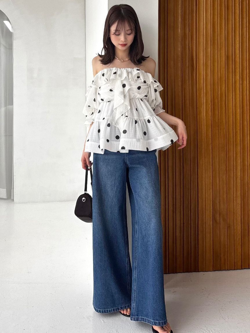 SNIDEL「【Kuroki denim】ハイライズワイドデニム」|デニム|DBLU