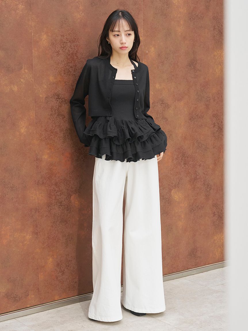 SNIDEL「ラッフルティアードベアニットプルオーバー」|ニット・セーター|