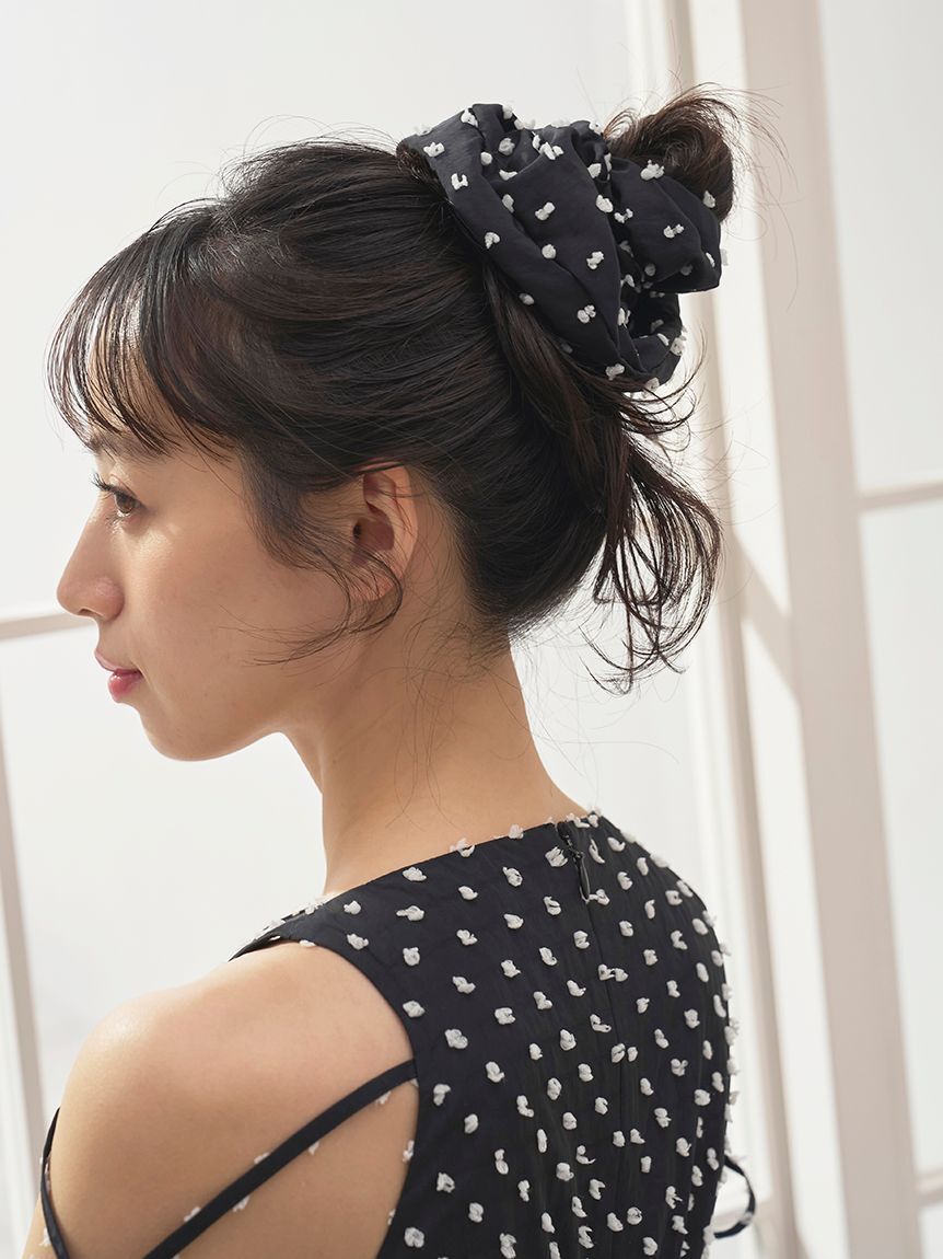 SNIDEL「ドビードットシュシュ」|ヘアバンド|BLK