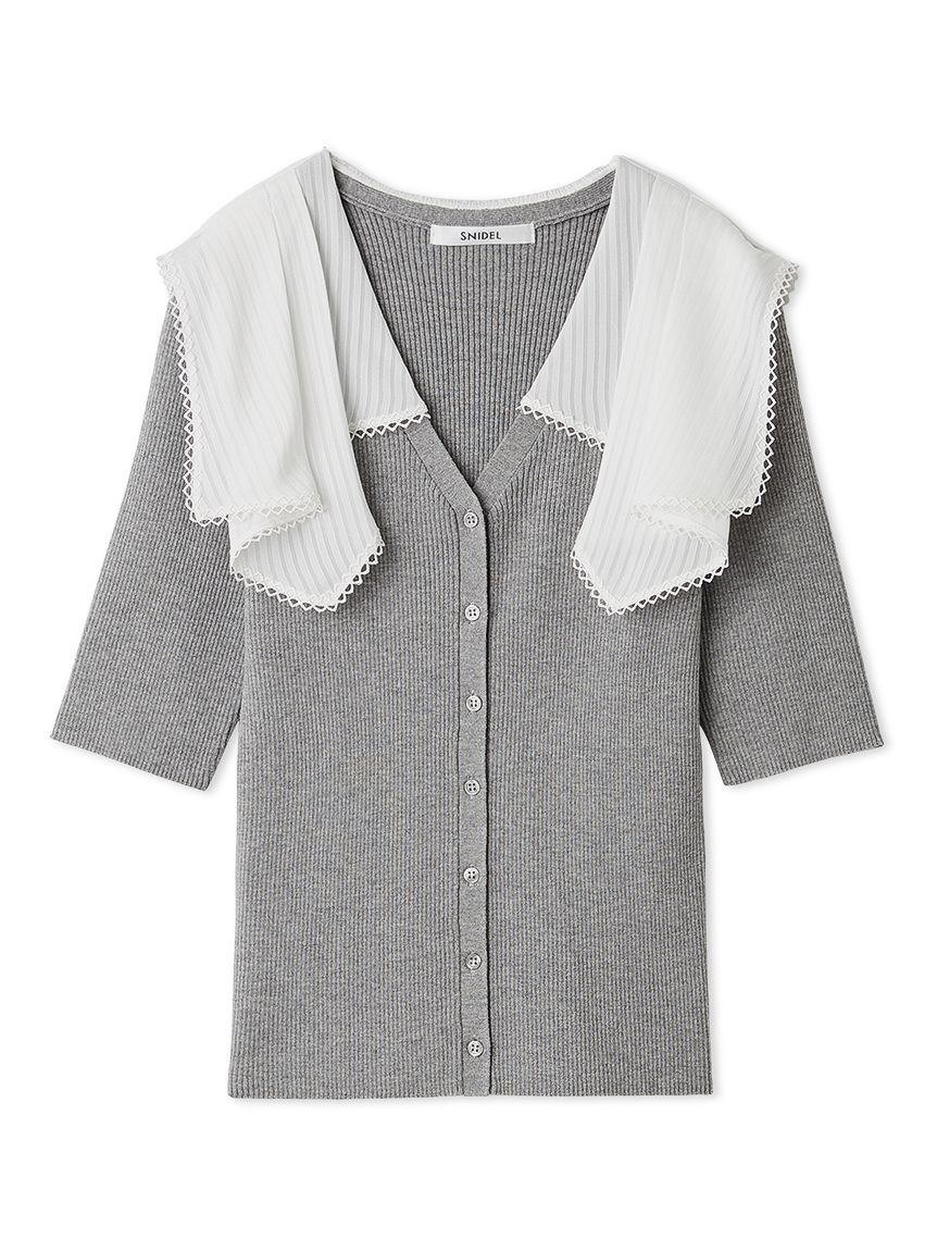 SNIDEL「カラーディティールドッキングニットプルオーバー」|ニット・セーター|GRY