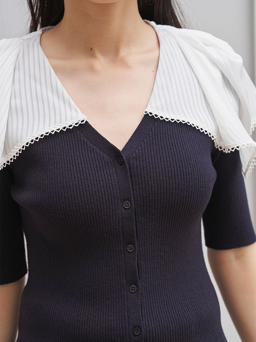 SNIDEL「カラーディティールドッキングニットプルオーバー」|ニット・セーター|