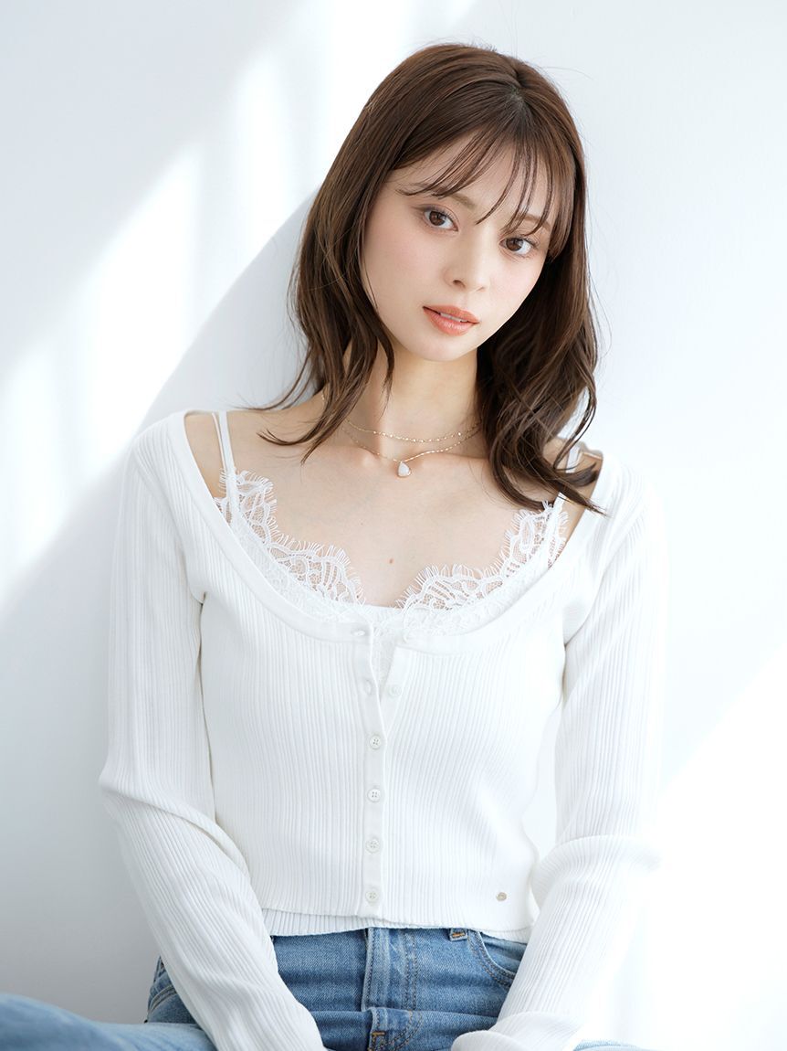 SNIDEL「レーストリムニットアンサンブル」|ニット・セーター|WHT