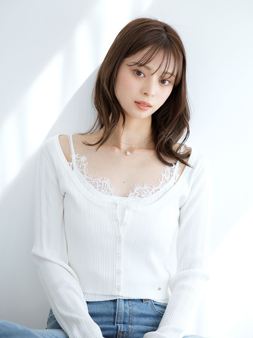 SNIDEL「レーストリムニットアンサンブル」|ニット・セーター|