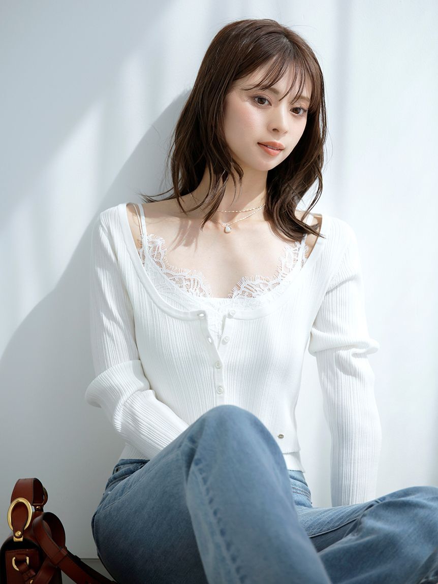 SNIDEL「レーストリムニットアンサンブル」|ニット・セーター|